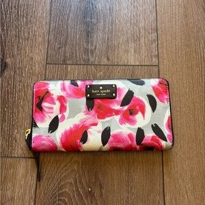 Kate Spade Pink and Black Floral Wallet